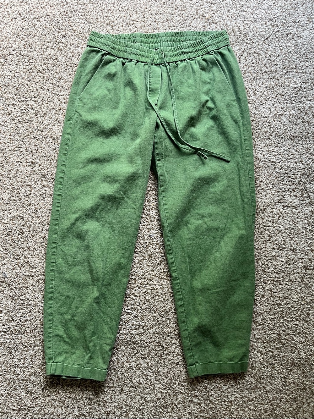J. Crew Olive Green Drawstring Linen Pants